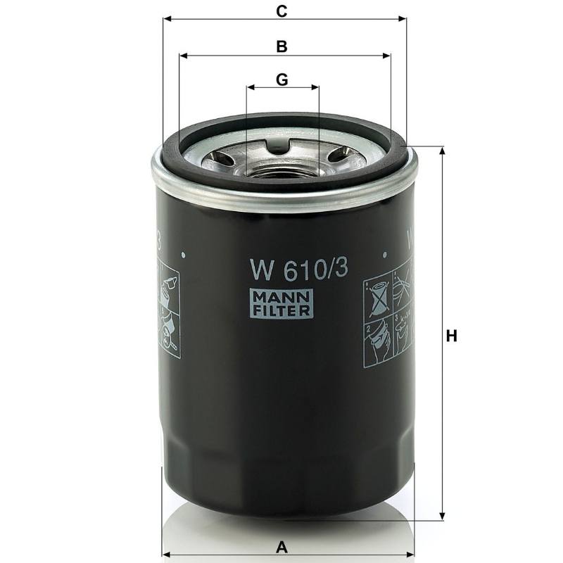 маслен филтър mann filter w 610/3 за Fiat и Lancia